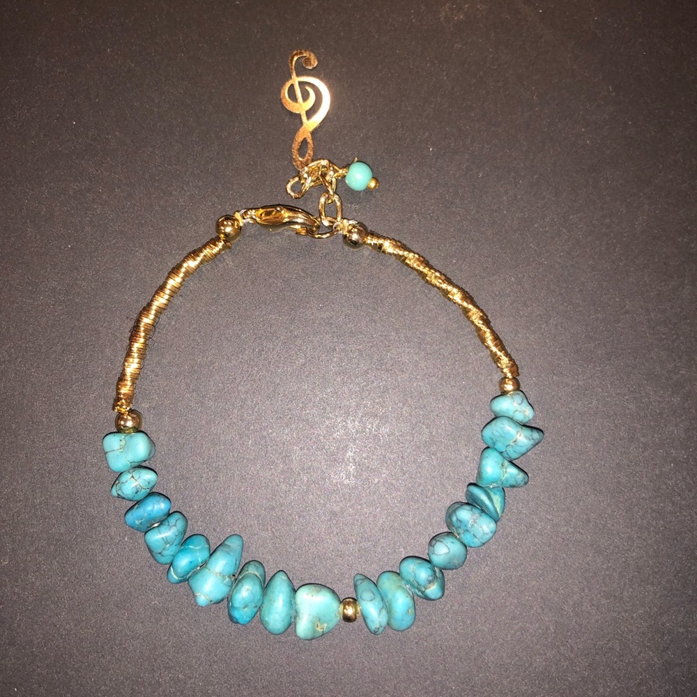 SEAM BEAD AND TURQUOISE NUGGET BRACELET
